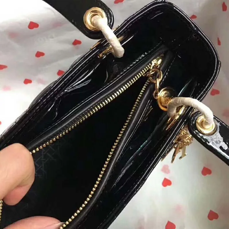Dior Lady Dior Bag in Bright Patent Calfskin in Black Dior Lady Dior Bag in Bright Patent Calfskin in Black