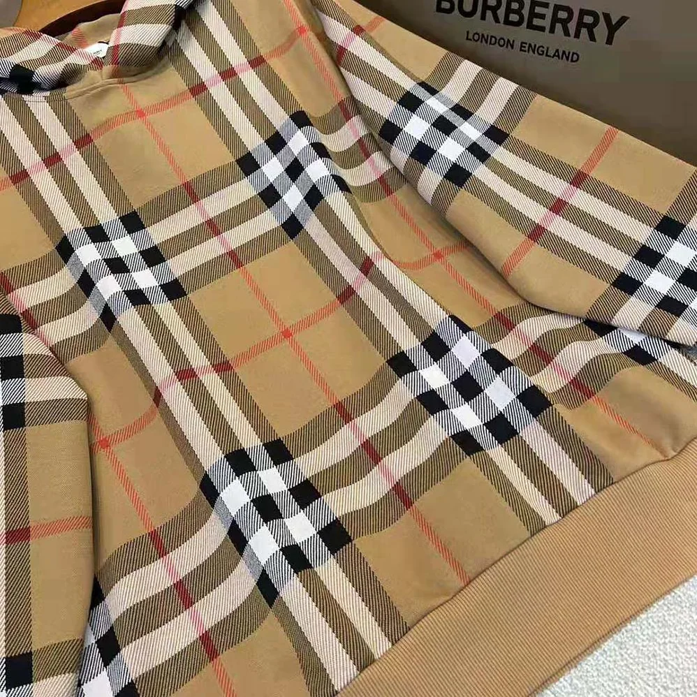 Burberry Check Cotton Jacquard Hoodie for Men in Brown