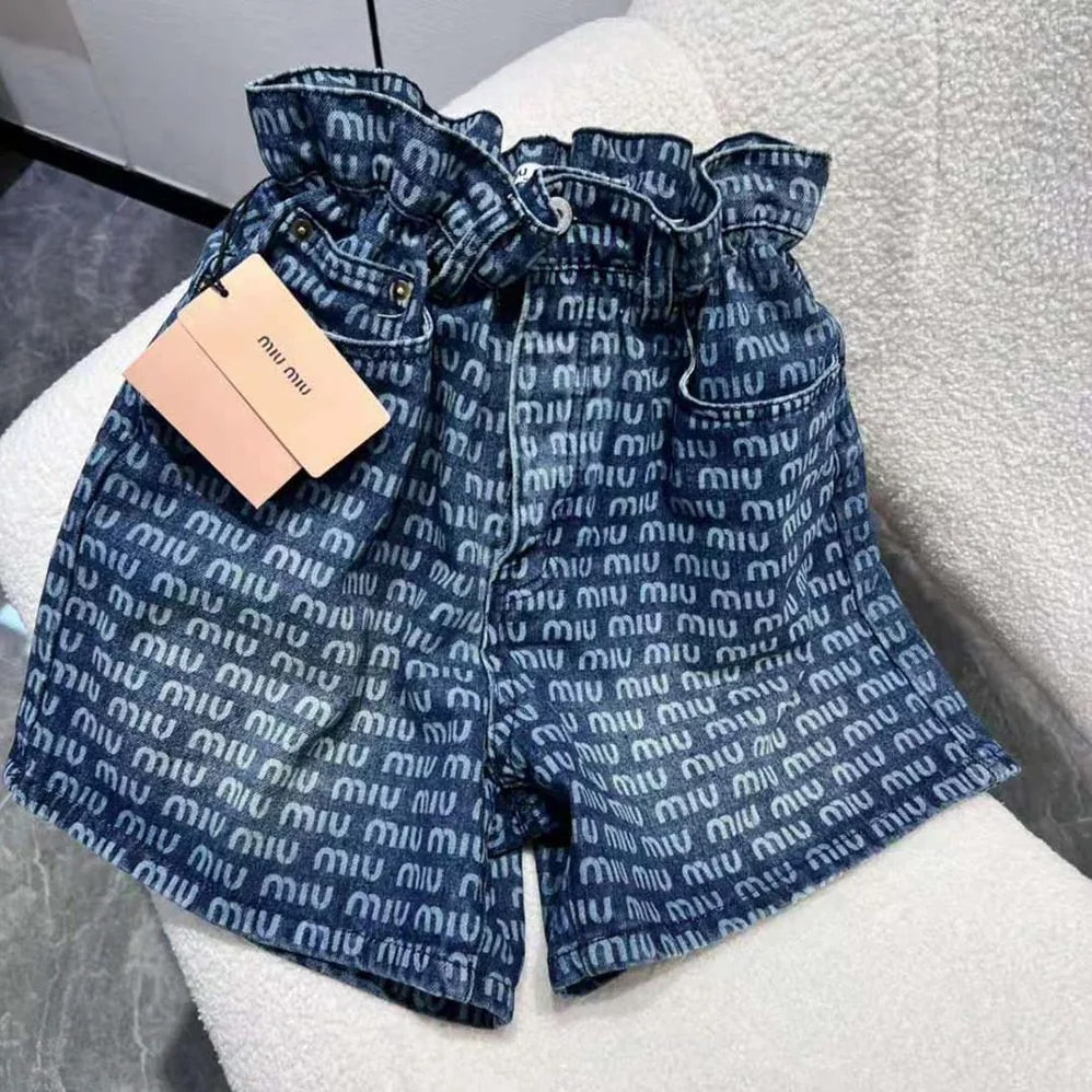 Miu Miu Denim Shorts with Coin Pocket for Women Miu Miu Denim Shorts with Coin Pocket for Women