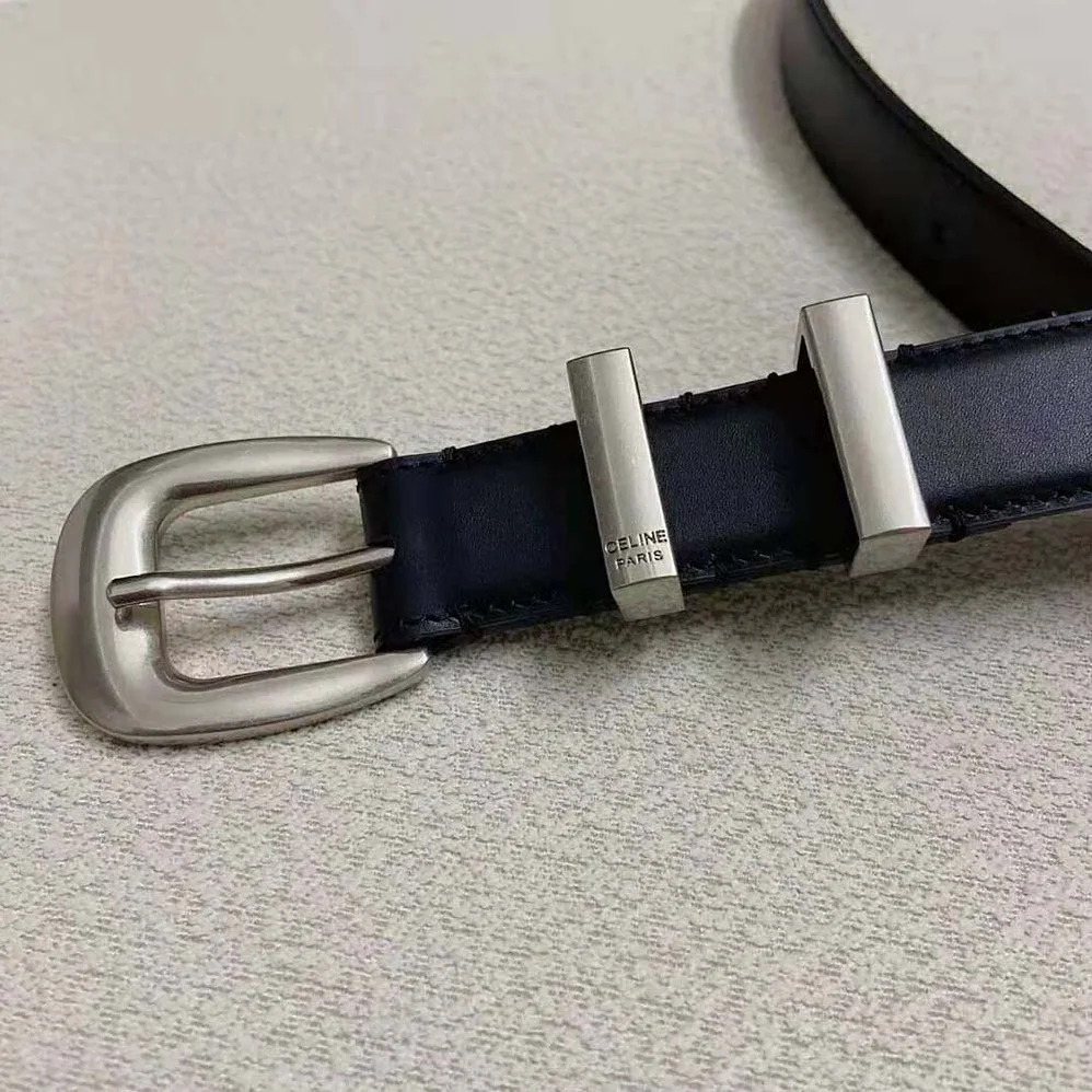 Celine Medium Western Belt in Smooth Calfskin for Women in Silver