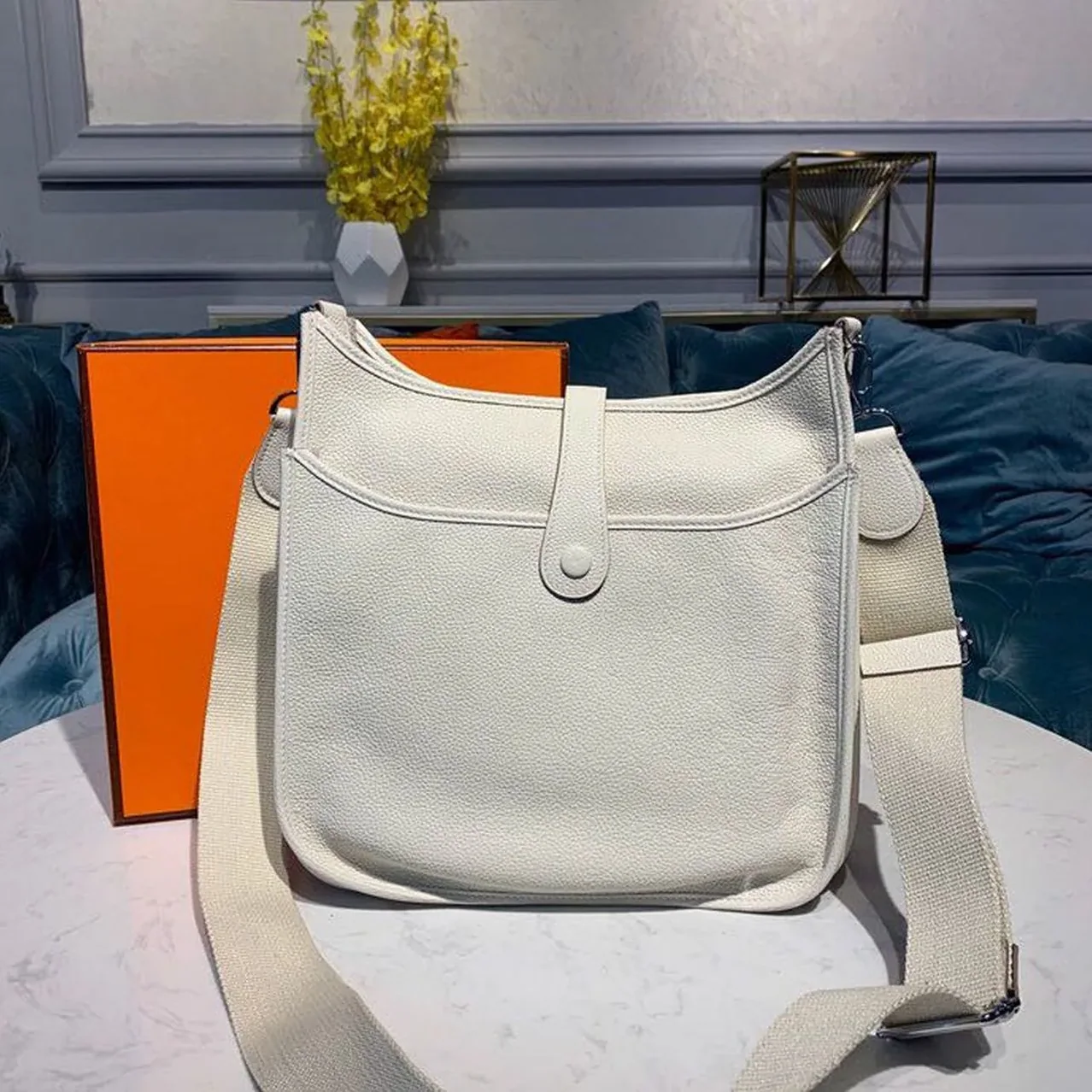 Hermes Evelyne III GM Bag White / Hermes Evelyne III GM Bag White /