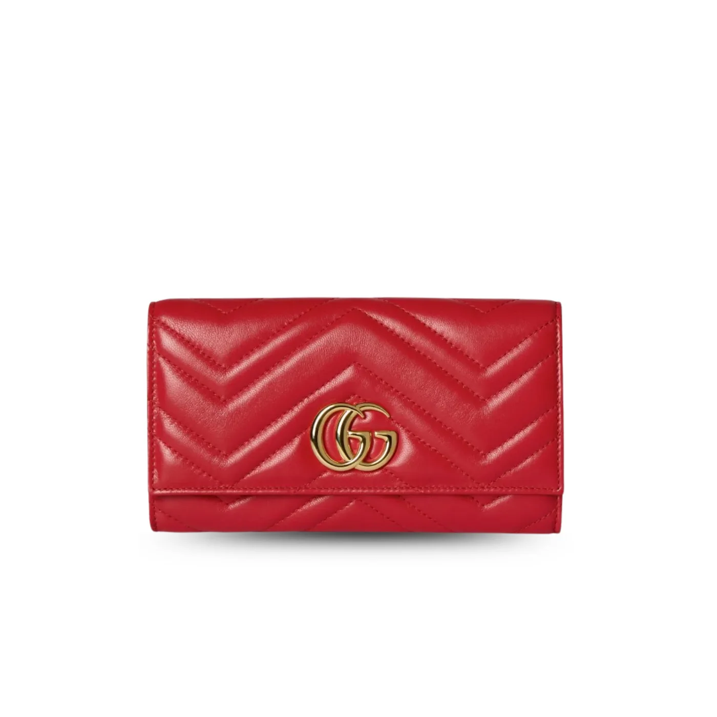 Gucci GG Marmont Continental Wallet in Bright Red Gold Hardware