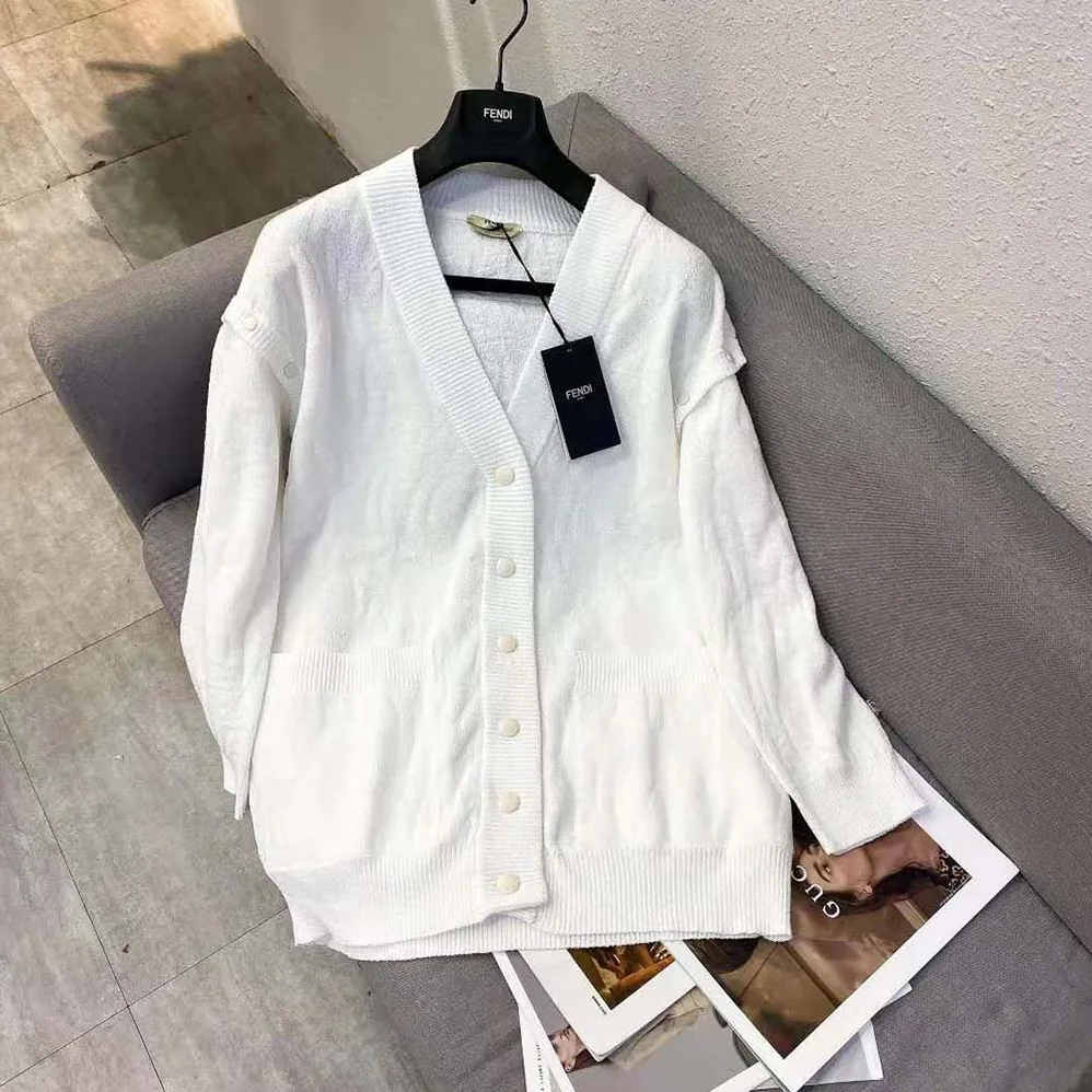 Fendi Cardigan White Cotton Cardigan for Women Fendi Cardigan White Cotton Cardigan for Women