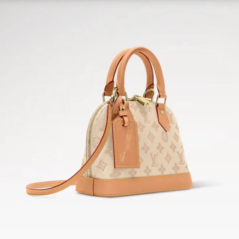 Louis Vuitton Alma BB Top Handle Bag / Monogram Origine Lin Gold Hardware