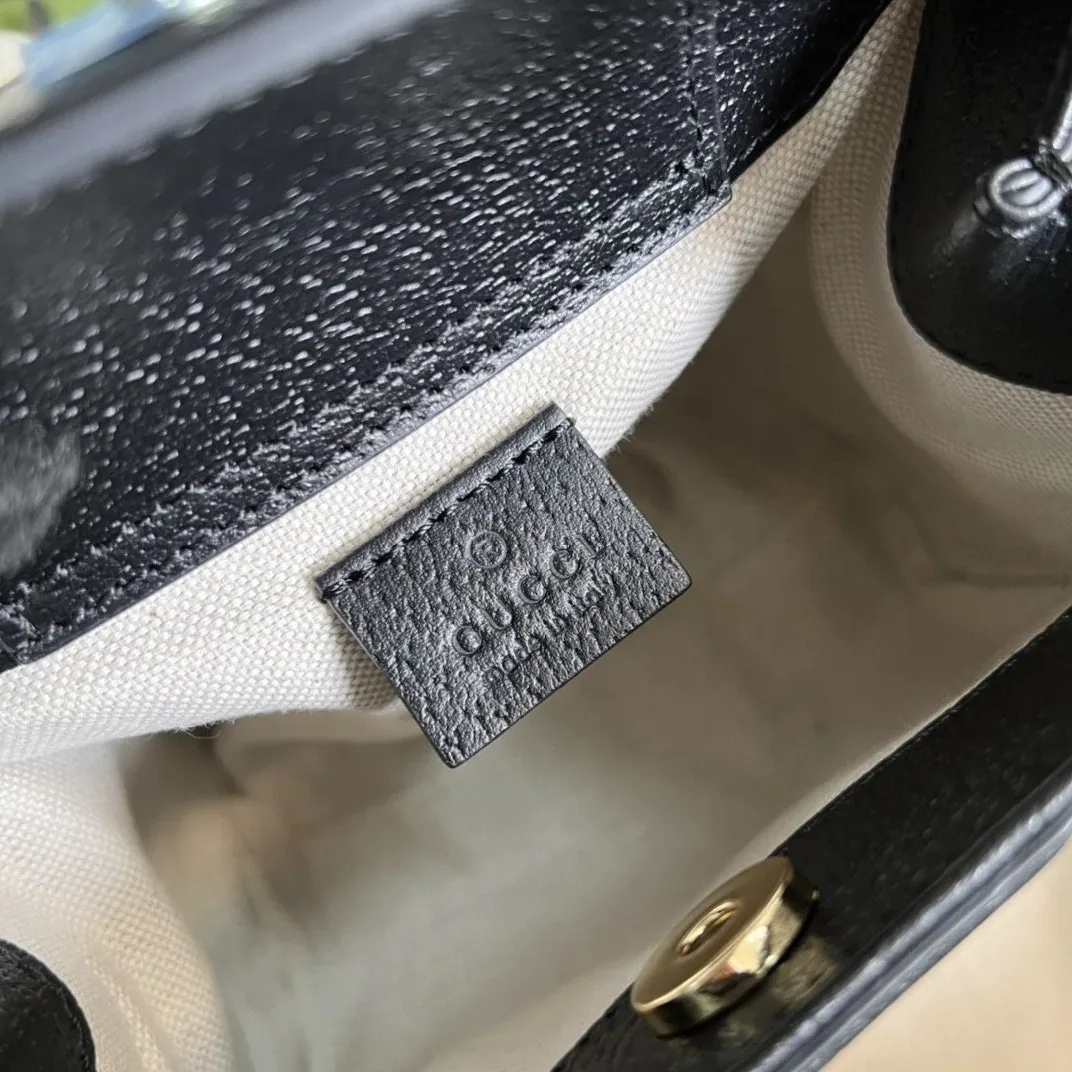Gucci Diana Jumbo GG Mini Tote Bag Handbag Canvas Lining Black / Gucci Diana Jumbo GG Mini Tote Bag Handbag Canvas Lining Black /