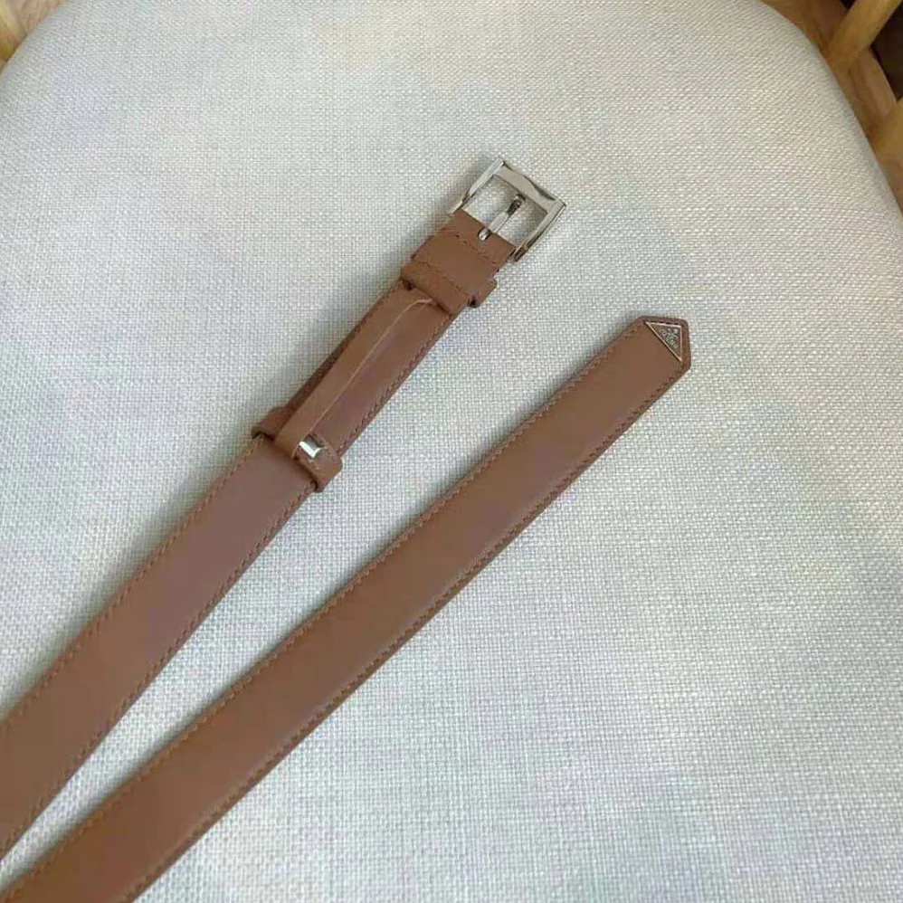 Prada N Leather Belt with Enameled-metal Triangle Logo for Unisex in Brown Prada N Leather Belt with Enameled-metal Triangle Logo for Unisex in Brown