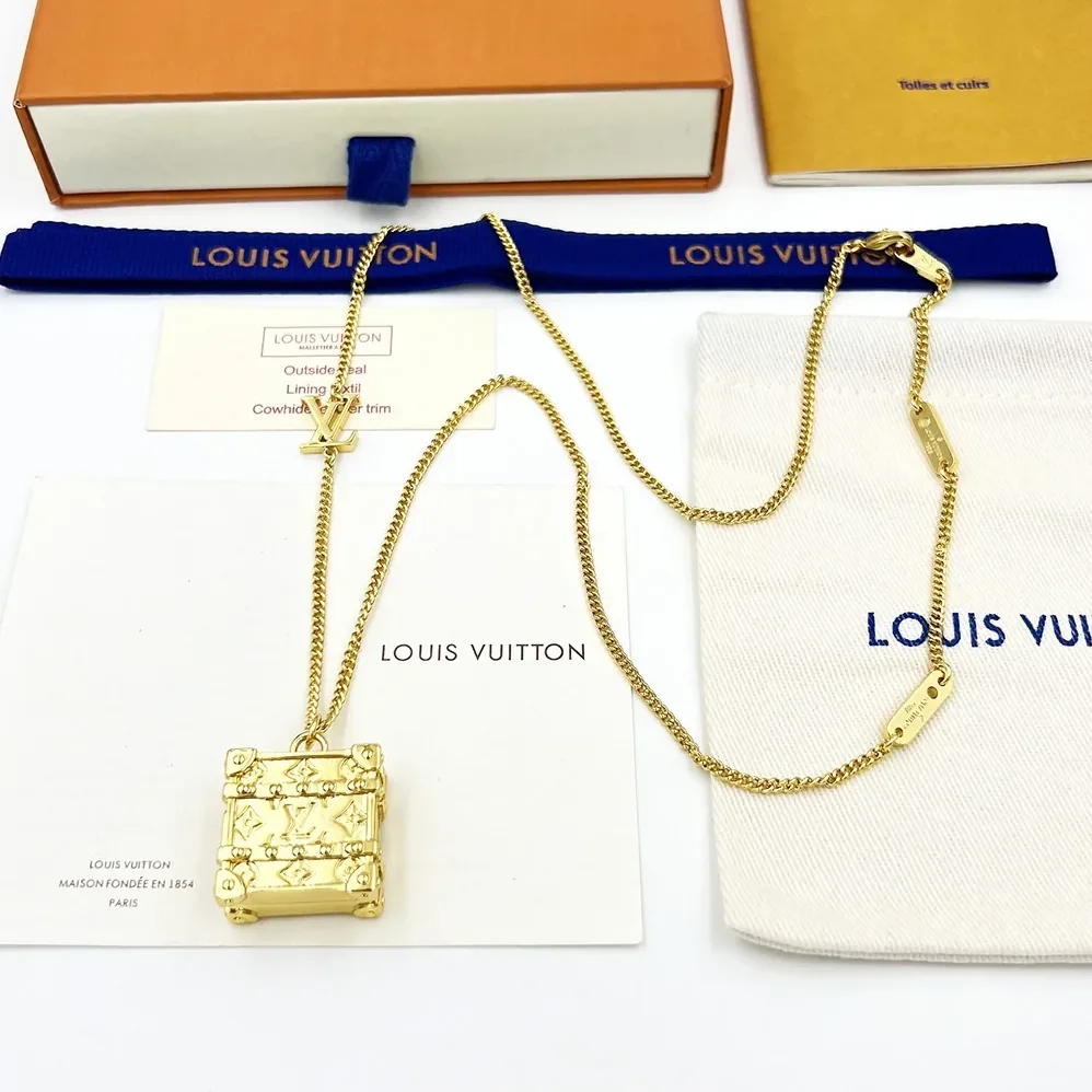 Louis Vuitton The Trunk Locket Necklace Gold Louis Vuitton The Trunk Locket Necklace Gold