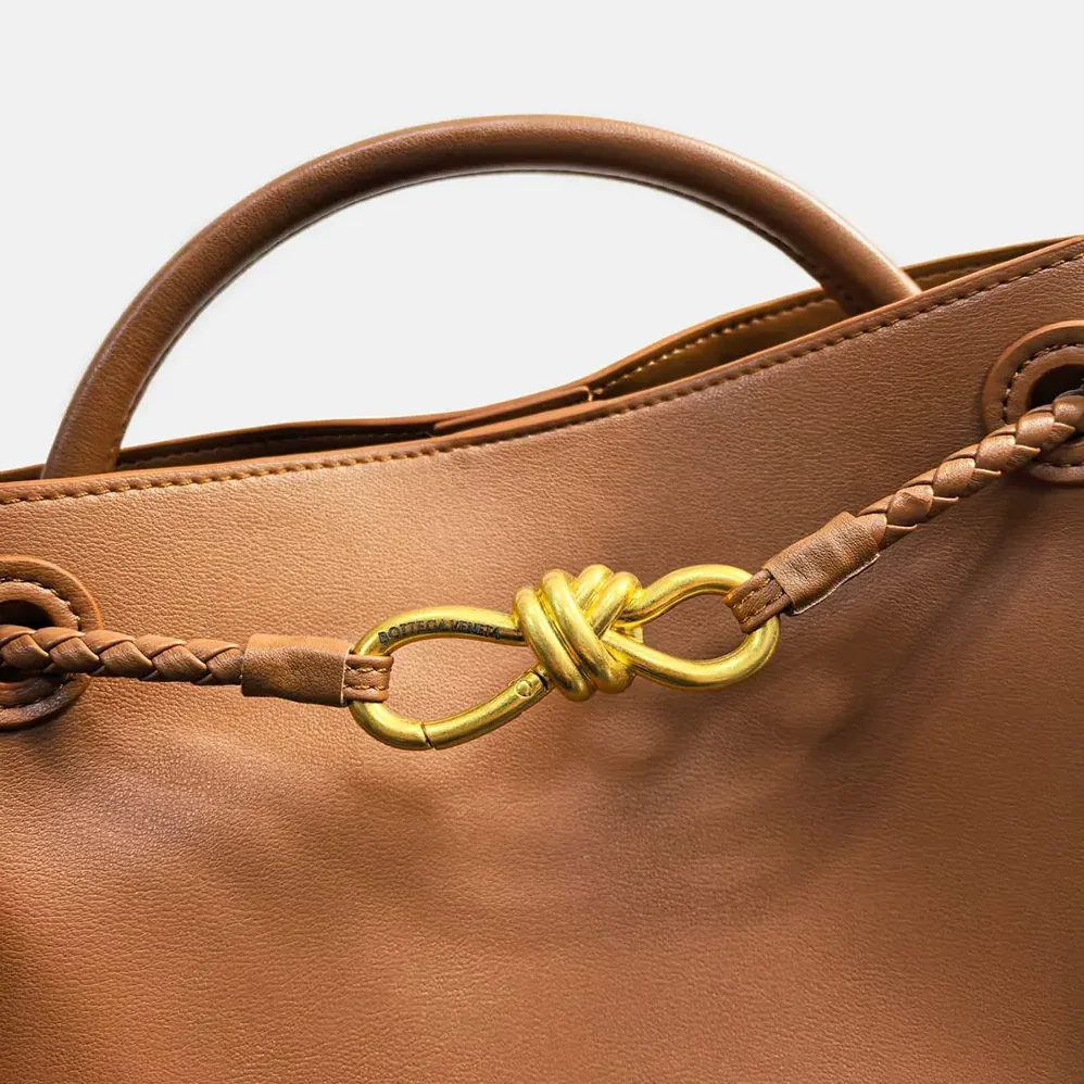 Bottega Veneta Small Andiamo in Silky Calf Leather for Women in Brown