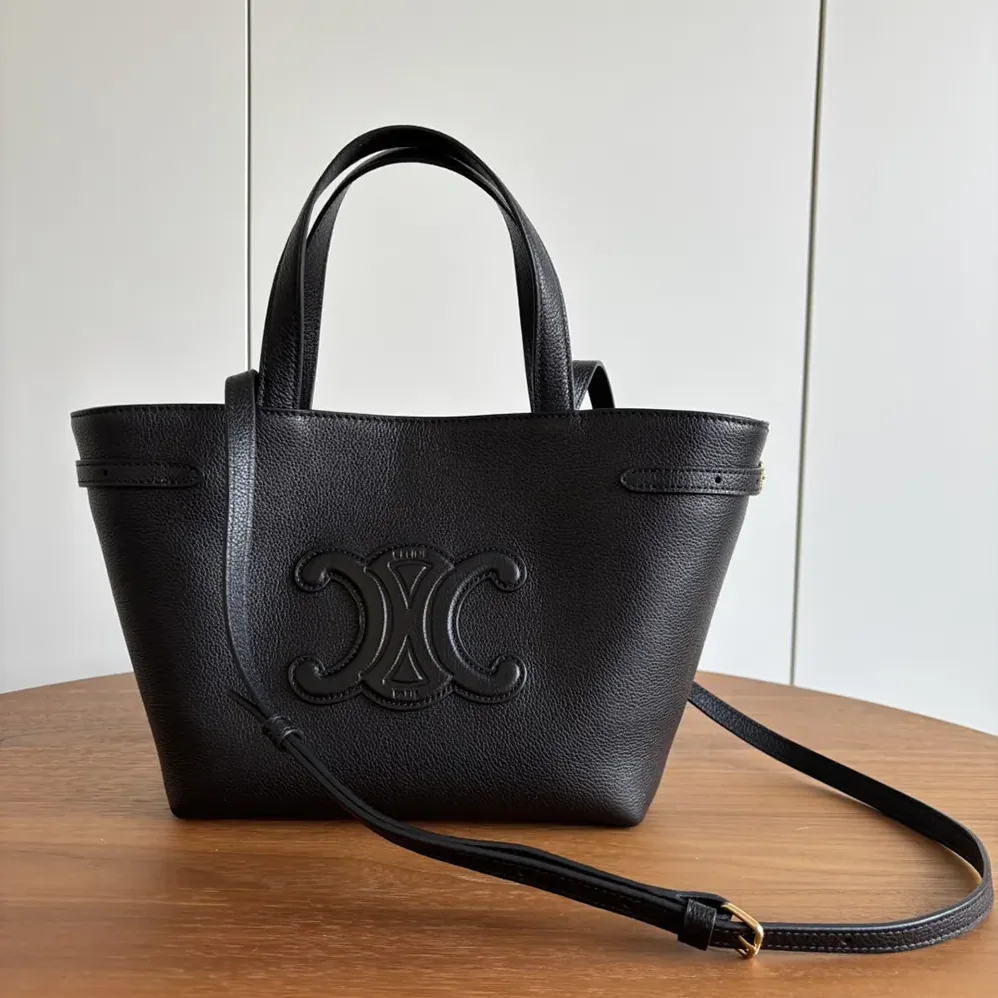 Celine Mini Cabas Anais Cuir Triomphe in Grained Calfskin for Unisex in Black