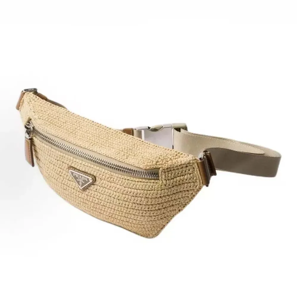 Prada Woven Crochet Belt Bag for Women in Natural Prada Woven Crochet Belt Bag for Women in Natural