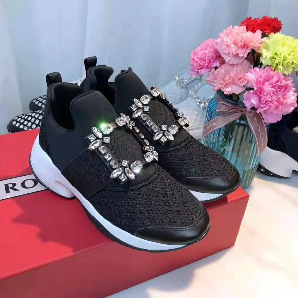 Roger Vivier Viv' Run Strass Buckle Sneakers for Women in Black Roger Vivier Viv' Run Strass Buckle Sneakers for Women in Black