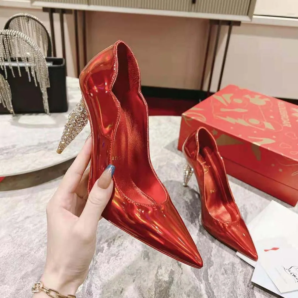Christian Louboutin Lipstrass Pump 100 mm Heel Height for Women in Red Christian Louboutin Lipstrass Pump 100 mm Heel Height for Women in Red