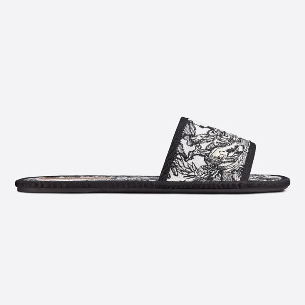 Dior Chez Moi Slide Black and White Dior Zodiac Embroidered Cotton for Women Dior Chez Moi Slide Black and White Dior Zodiac Embroidered Cotton for Women