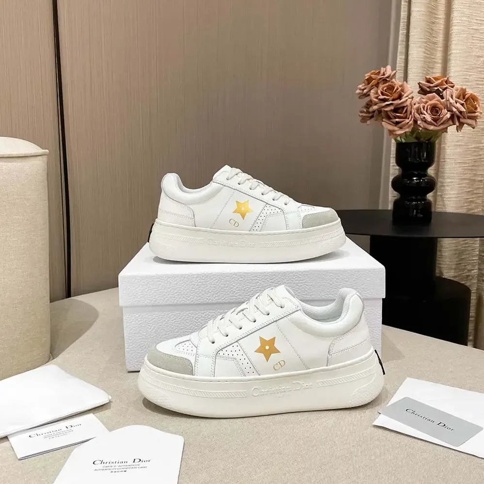 Dior Dior Star Platform Sneaker White Calfskin and Suede for Women Dior Dior Star Platform Sneaker White Calfskin and Suede for Women