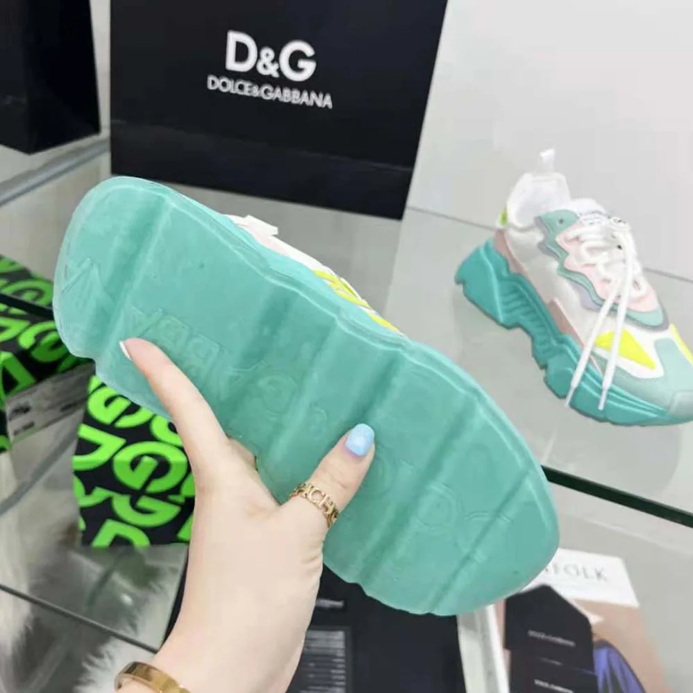 Dolce Gabbana D&G Mixed-Materials Daymaster Sneakers for Unisex in Lime Dolce Gabbana D&G Mixed-Materials Daymaster Sneakers for Unisex in Lime