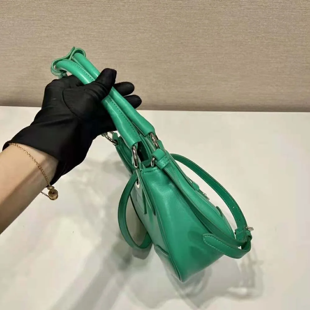Prada Moon Re-Nylon and Leather Bag for Women in Green Prada Moon Re-Nylon and Leather Bag for Women in Green