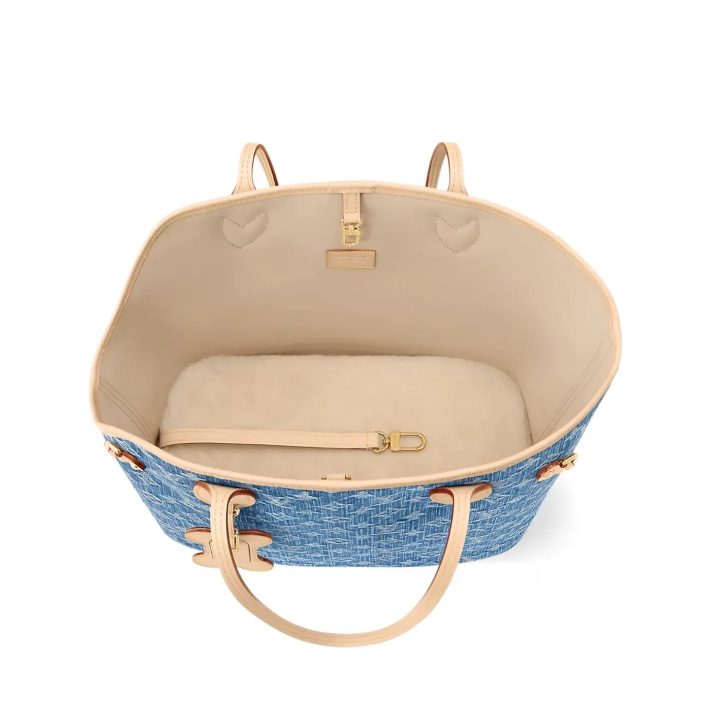 Louis Vuitton Neverwoof Tote Bag in Blue Denim Gold Hardware