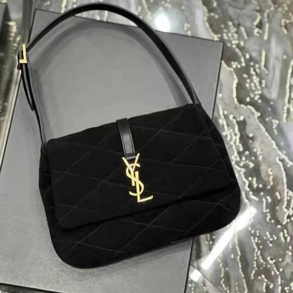 Saint Laurent YSL Le 57 Hobo Bag in Quilted Laquered Canvas and Leather for Women Saint Laurent YSL Le 57 Hobo Bag in Quilted Laquered Canvas and Leather for Women