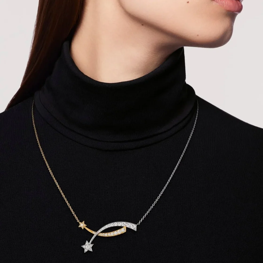 Chanel Etoile Filante Necklace Silver in Gold Hardware