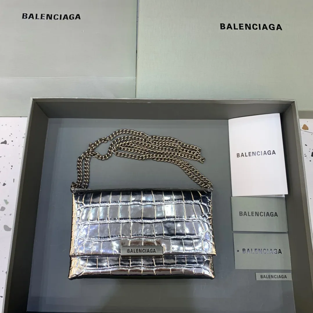 Balenciaga Triplet Small Bag Crocodile Embossed Silver Balenciaga Triplet Small Bag Crocodile Embossed Silver