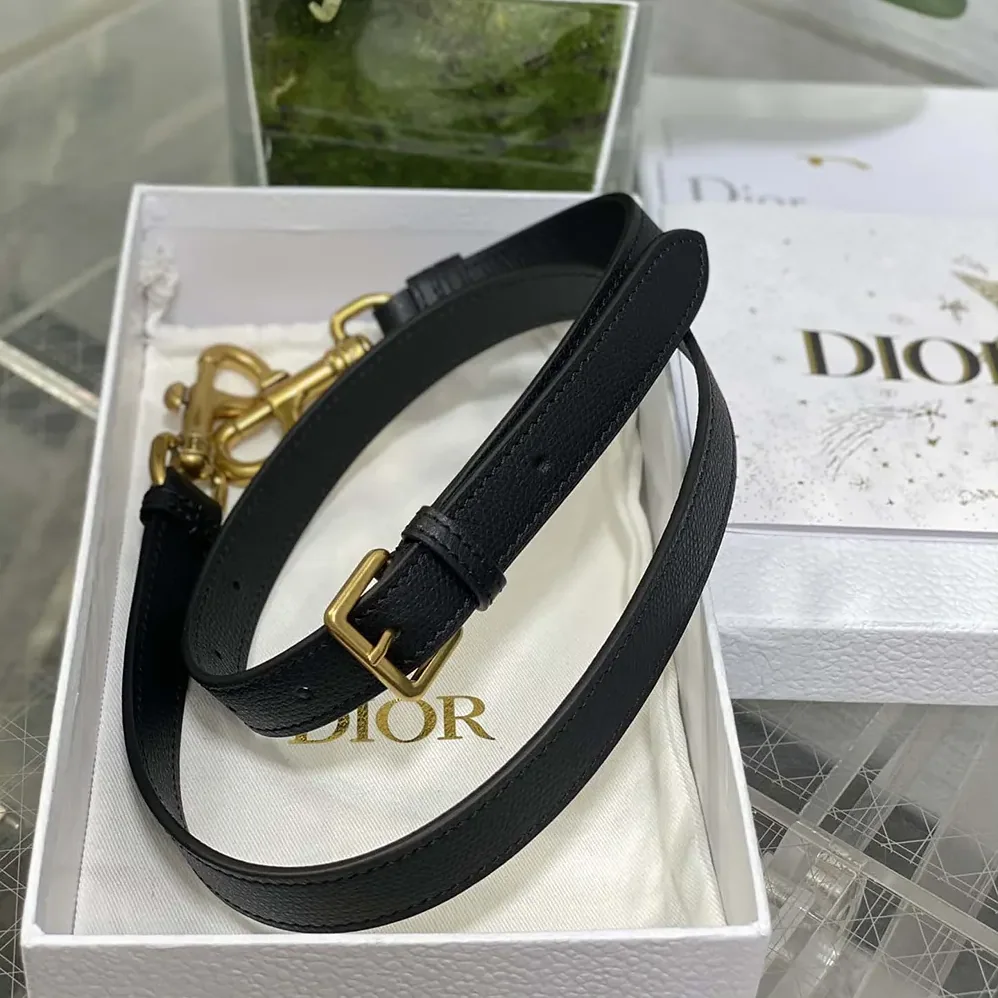 Dior Saddle Bag with Strap Black Grained Calfskin for Women