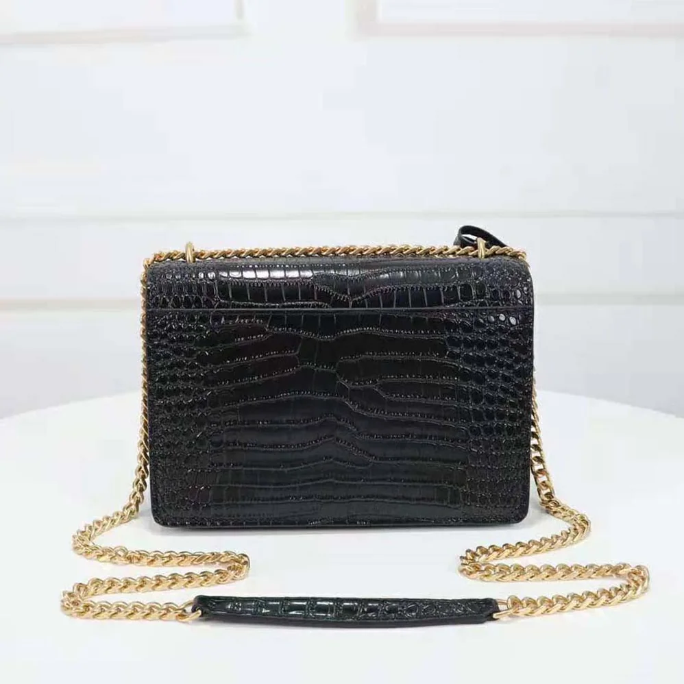 Saint Laurent YSL Sunset Medium in Crocodile for Women in Embossed Shiny Leather