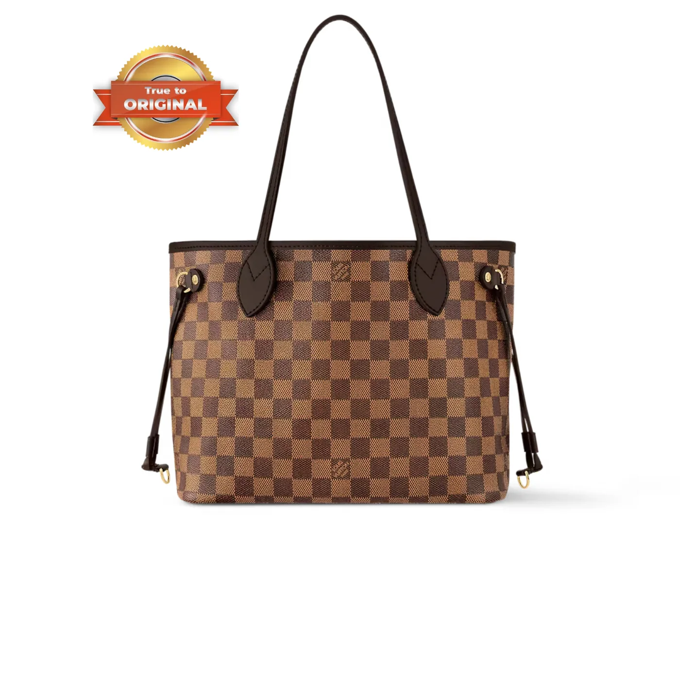 Louis Vuitton Neverfull PM Tote Bag / Red Damier Ebene Gold Hardware