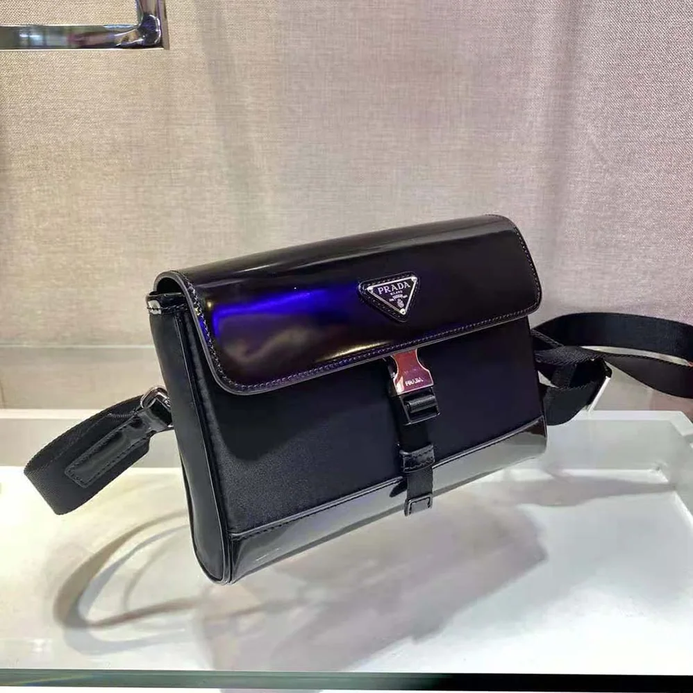 Prada Re-Nylon and Leather Shoulder Bag for Women in Black