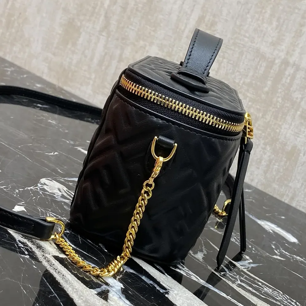 Fendi Vanity Black Nappa Leather Mini for Women in Bag With Ff Motif