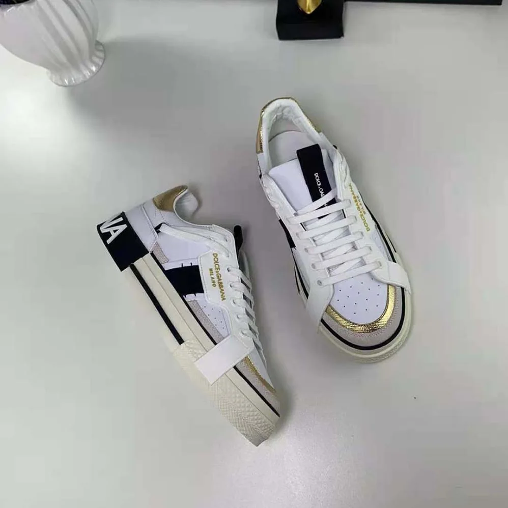 Dolce Gabbana D&G Calfskin 2.Zero Custom Sneakers with Contrasting Details for Women in Black Dolce Gabbana D&G Calfskin 2.Zero Custom Sneakers with Contrasting Details for Women in Black