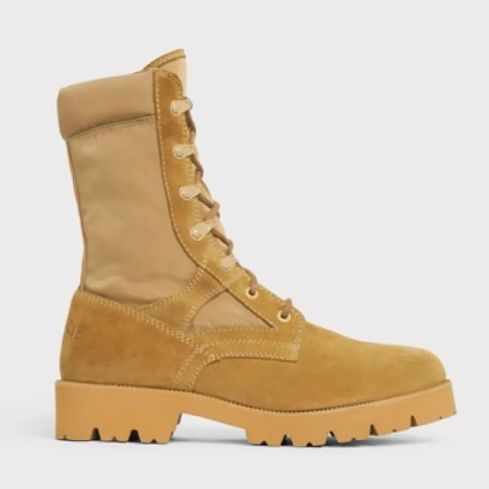Celine Outdoor Lace up Boot in Suede Calfskin and Nylon for Women