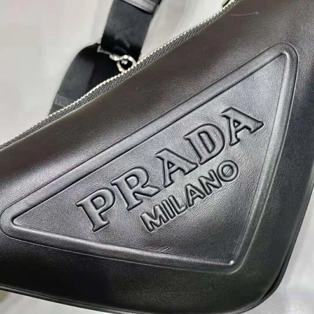 Prada Leather Triangle Shoulder Bag for Women in Black