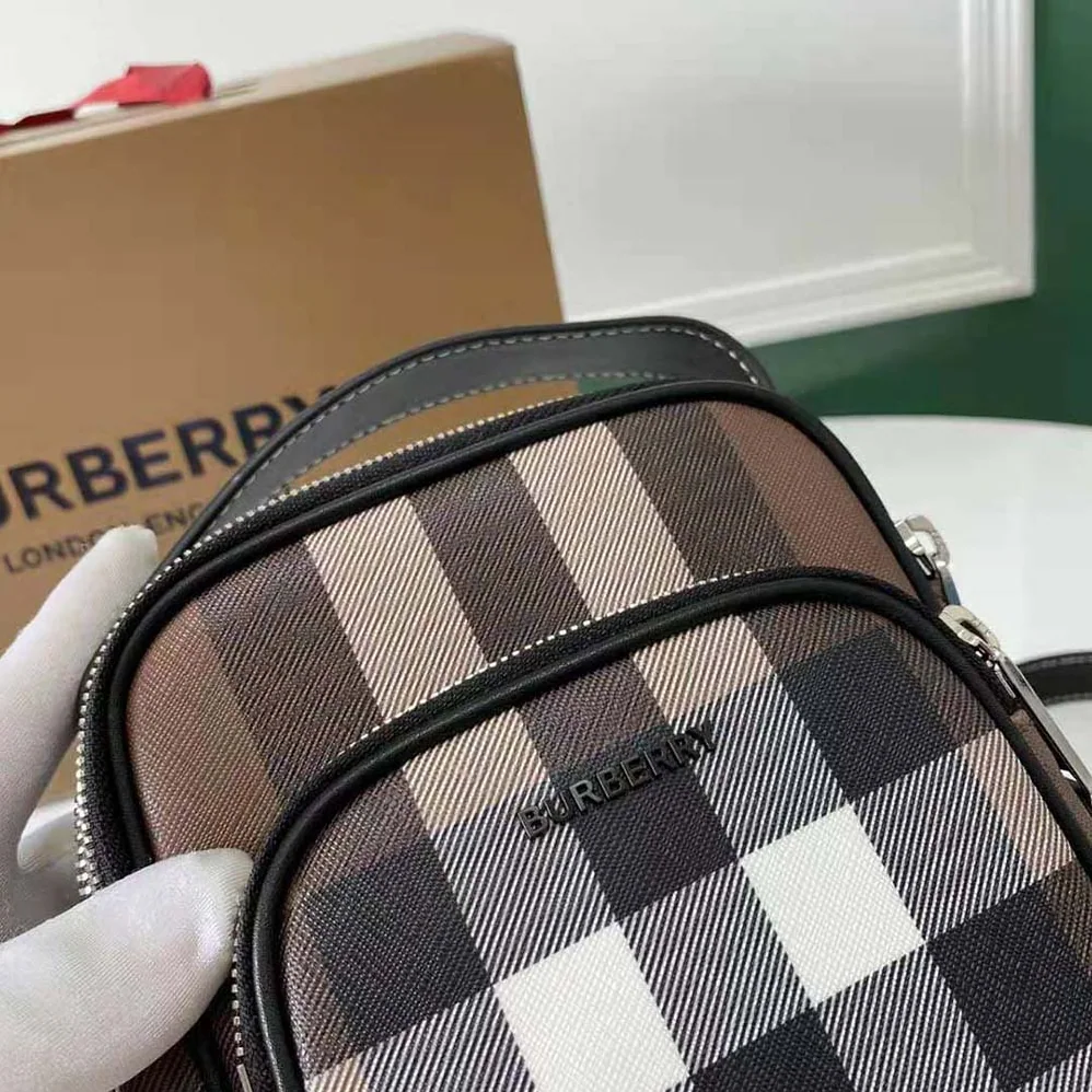 Burberry Check and Leather Crossbody Bag for Men in Brown Burberry Check and Leather Crossbody Bag for Men in Brown