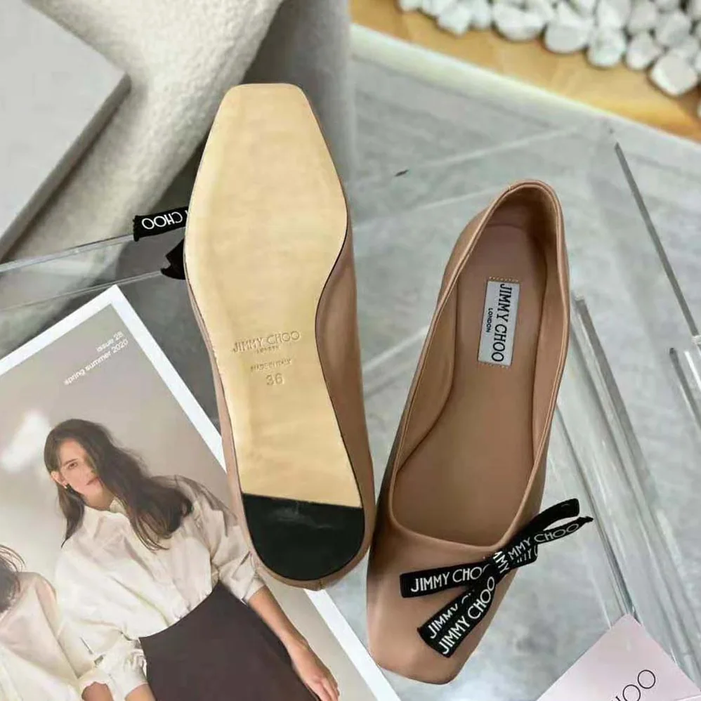 Jimmy Choo Veda Ballerina Ballet Pink Nappa Leather Flat Ballerina Pumps with Jimmy Choo Bow for Women Jimmy Choo Veda Ballerina Ballet Pink Nappa Leather Flat Ballerina Pumps with Jimmy Choo Bow for Women