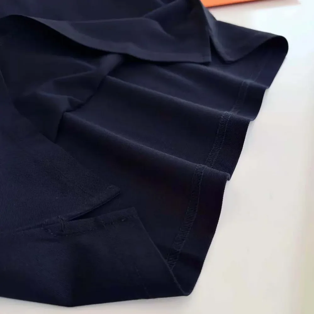 Hermes Polo Shirt with Pocket for Men in Navy/Brown