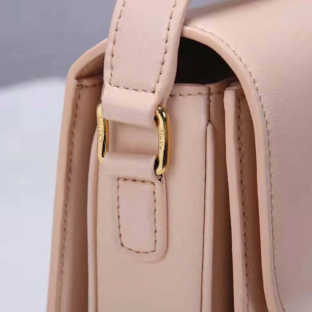 Celine Medium Triomphe Bag in Shiny Calfskin for Women in Sandy