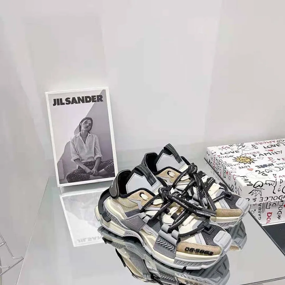Dolce Gabbana D&G Mixed-Material Space Sneakers for Men in Brown Dolce Gabbana D&G Mixed-Material Space Sneakers for Men in Brown