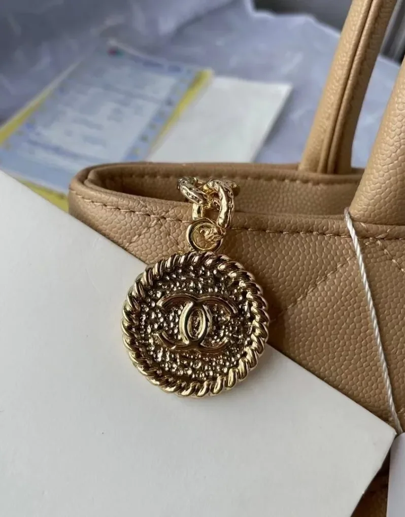 Chanel Medallion Tote Shoulder Beige Bag /