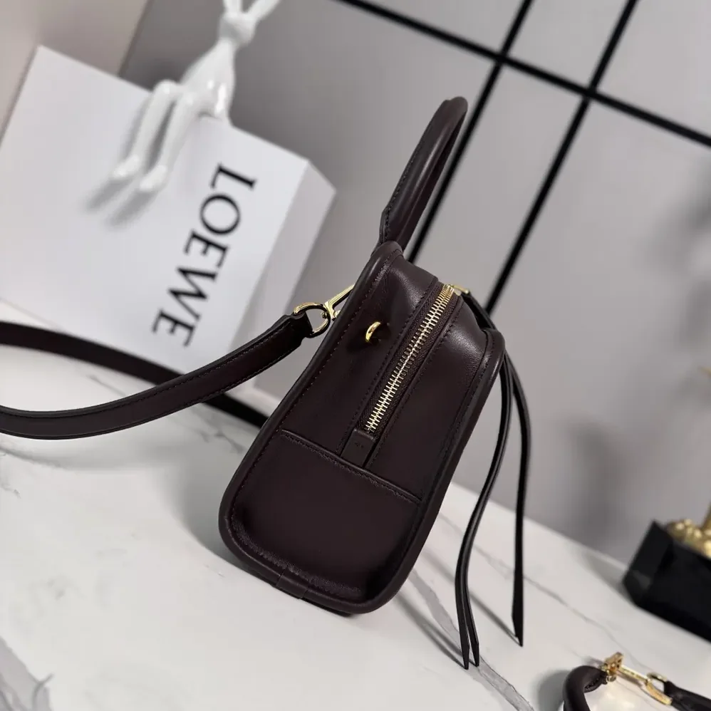 Loewe Small Amazona 180 Bag in Soft Calfskin for Women in Dark Chestnut