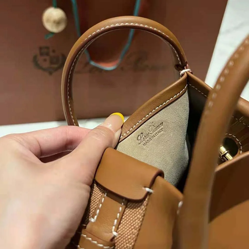 Loro Piana Micro Bale Bag in Calfskin Leather for Women in Brown Loro Piana Micro Bale Bag in Calfskin Leather for Women in Brown