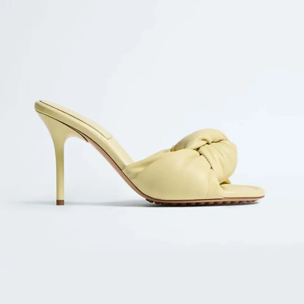 Bottega Veneta Cherry Mule in Supple Nappa Leather for Women in Butter Yellow
