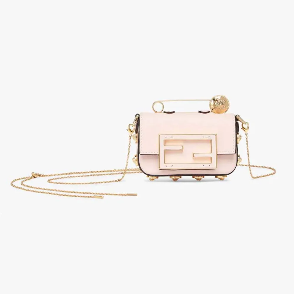 Fendi Nano Baguette Charm Fendace Pink Leather Charm for Women Fendi Nano Baguette Charm Fendace Pink Leather Charm for Women