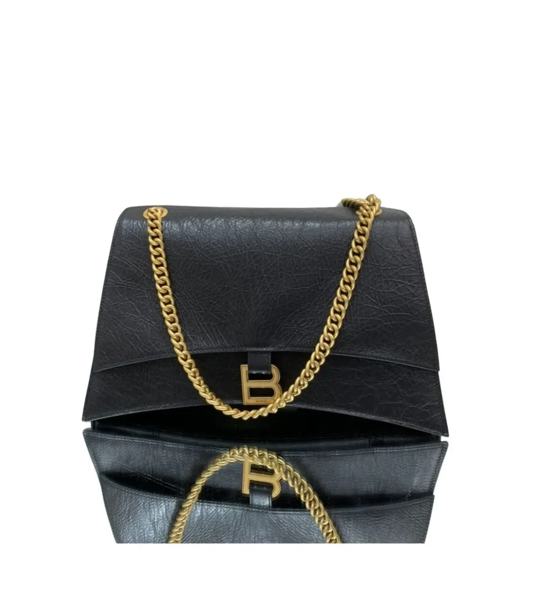 Balenciaga Crush Medium Chain Bag In Black / Balenciaga Crush Medium Chain Bag In Black /