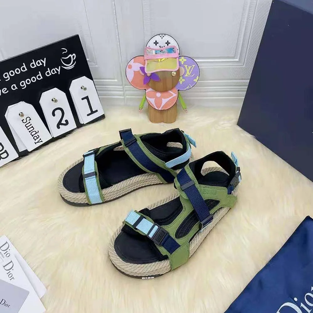 Dior Atlas Sandal Black Neoprene and Khaki Suede for Men Dior Atlas Sandal Black Neoprene and Khaki Suede for Men