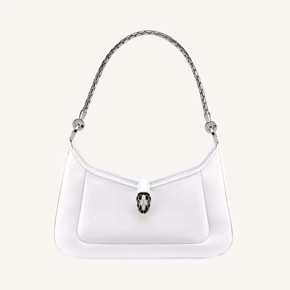 Bvlgari Serpenti Baia Small Shoulder Bag in Calf Leather for Women in White Bvlgari Serpenti Baia Small Shoulder Bag in Calf Leather for Women in White