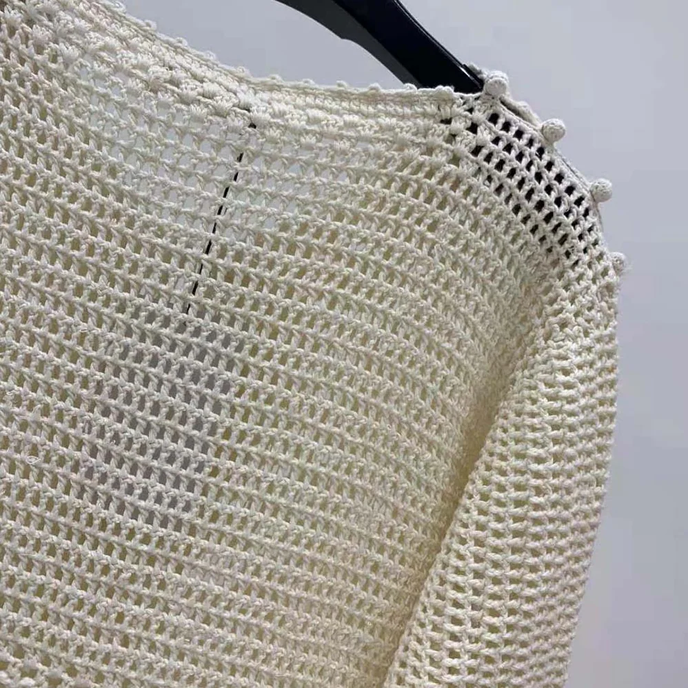 Celine Baja in Crocheted Cotton for Women in Beige Celine Baja in Crocheted Cotton for Women in Beige