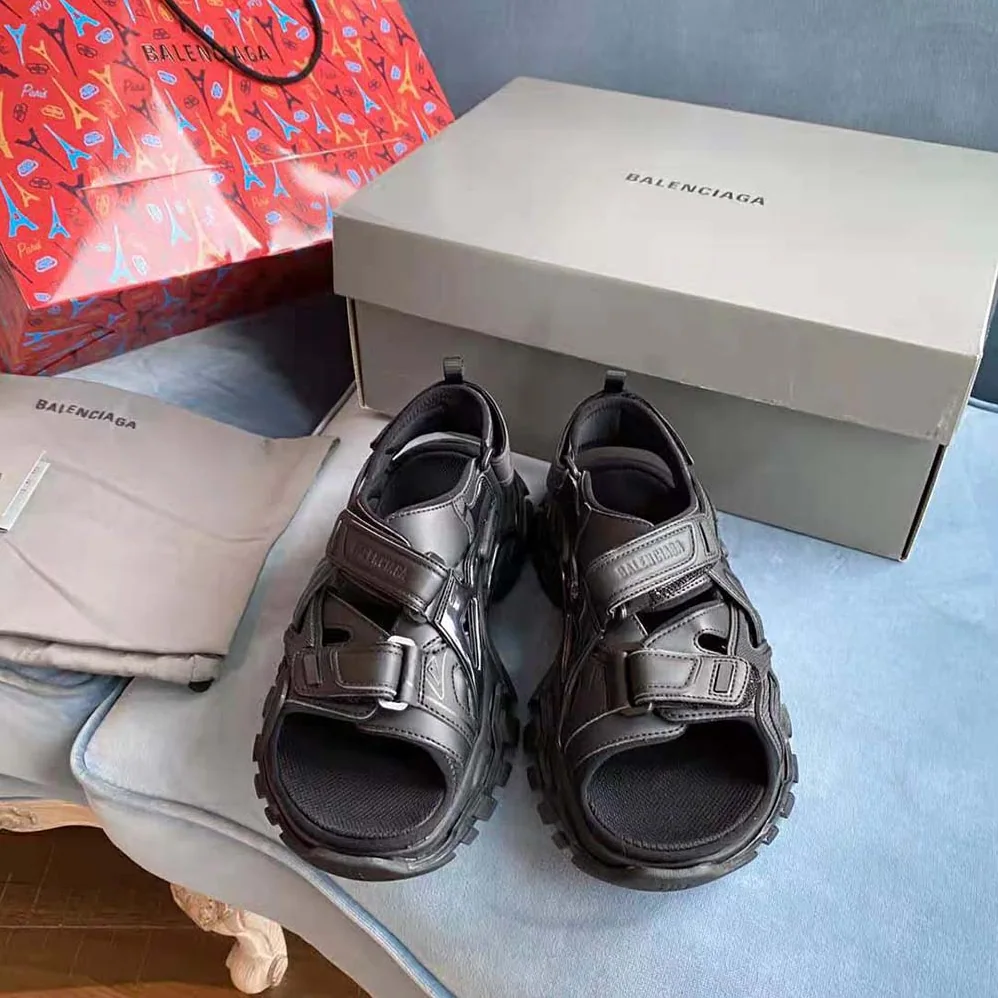 Balenciaga Track Sandal in Black Neoprene and Rubber for Women