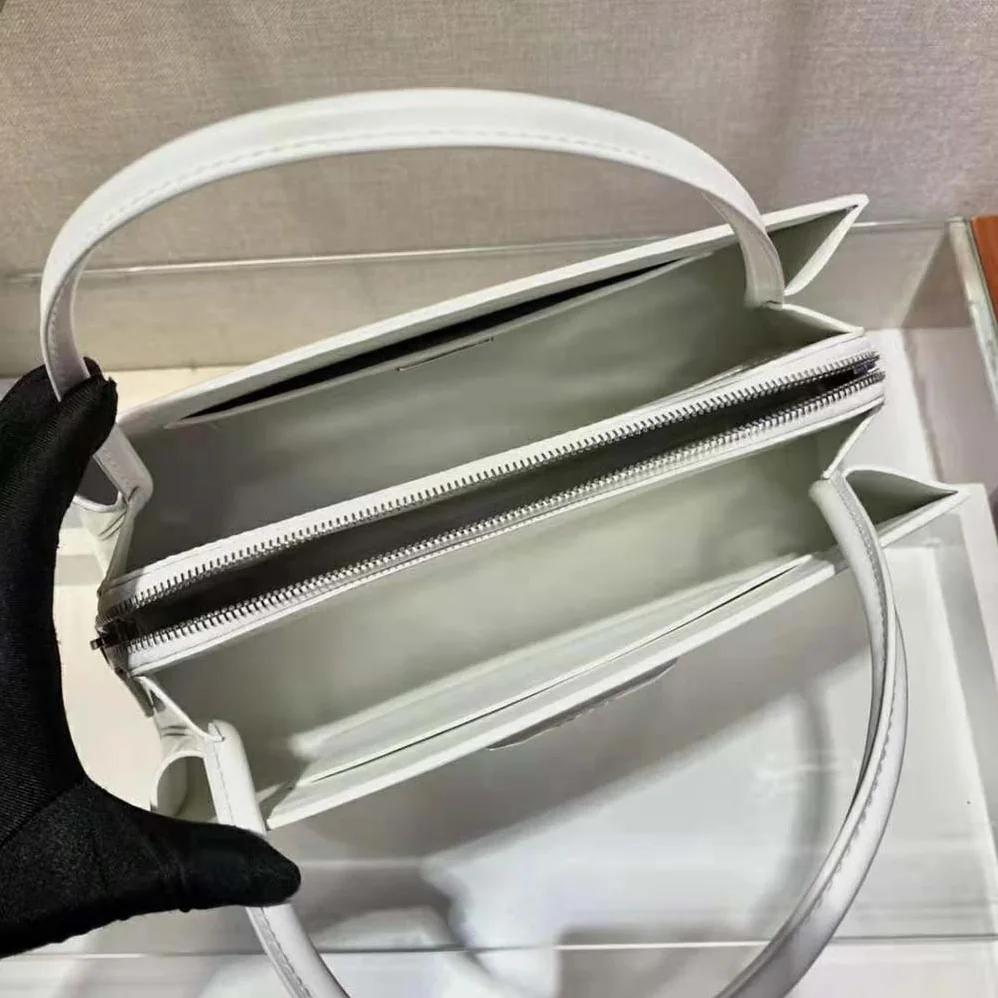 Prada Brushed Leather Handbag for Women in White