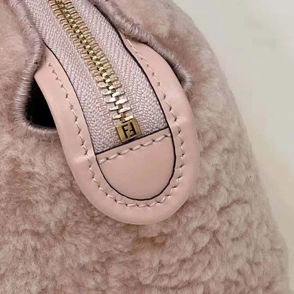 Fendi By The Way Mini Light Pink Sheepskin Small Boston Bag for Women