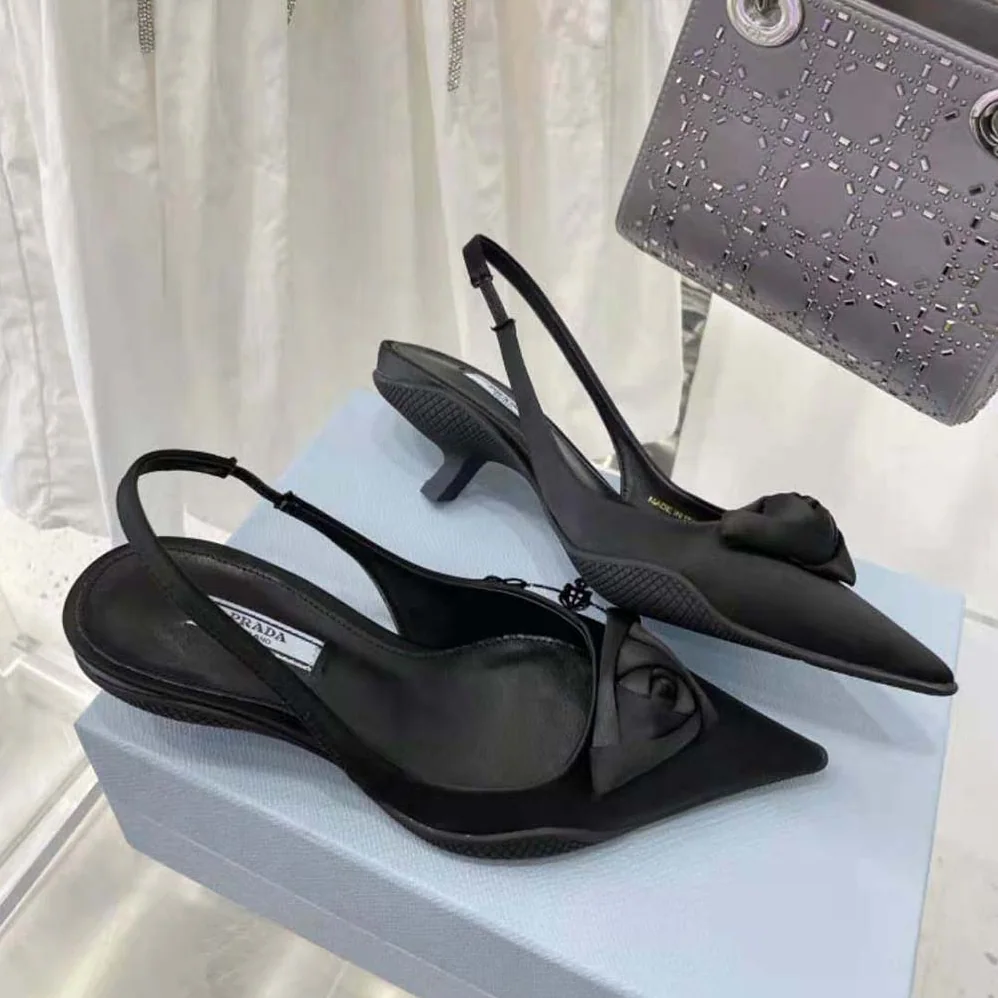 Prada Nylon Gabardine Slingback Pumps for Women in Black